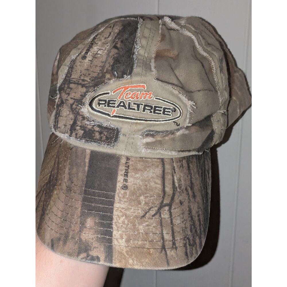 Team RealTree Distressed Strapback Camo Hunting Outdoor Cap